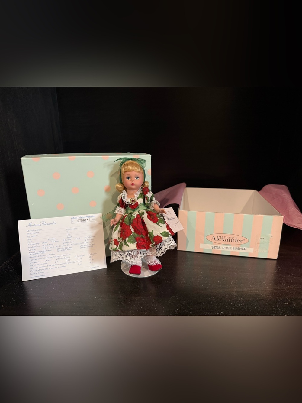 Madame Alexander | Rose Bushes #34735 — Like New Doll with Wrist Tags & Card